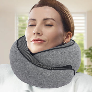 Comfort On Bord Adjustable Memory Foam Travel Pillow Set | Neck Support with Eye Mask for Plane, Car & Office