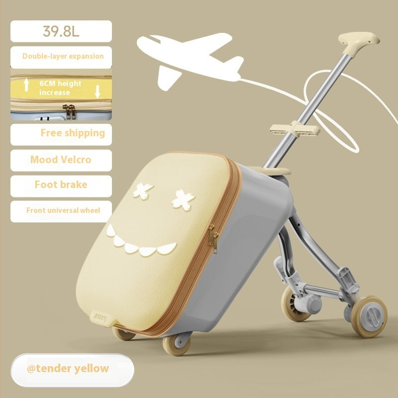 Children's Ride-On Luggage – Fun Kids' Trolley Case for Travel & Boarding with Seat Design
