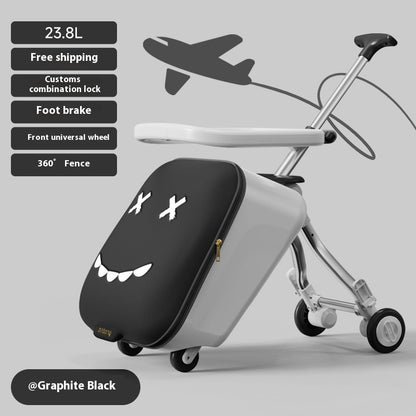 Children's Ride-On Luggage – Fun Kids' Trolley Case for Travel & Boarding with Seat Design