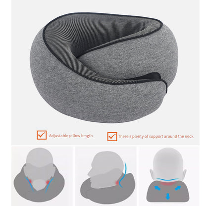 Comfort On Bord Adjustable Memory Foam Travel Pillow Set | Neck Support with Eye Mask for Plane, Car & Office