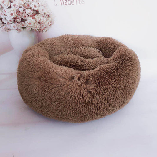 Dog & Cat Plush Nest Bed – Calming Anti-Anxiety Donut Cuddler, Warm Fluffy Faux Fur Round Cushion for Pets (40-100 cm)
