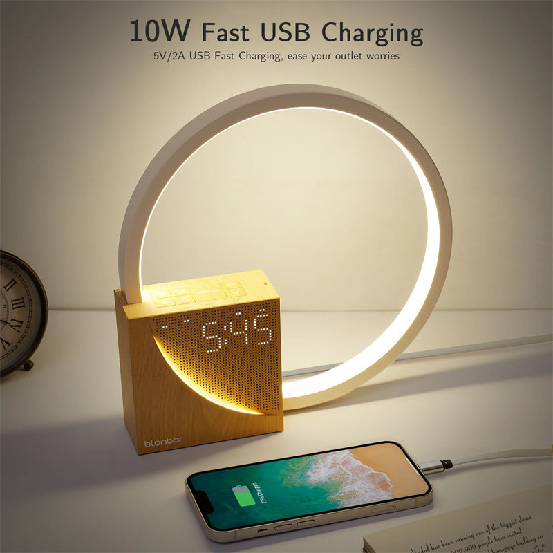 Smart Touch Bedside Lamp with Alarm Clock & Soothing Nature Sounds – 3-Level Dimmable Table Light for Cozy Home Decor