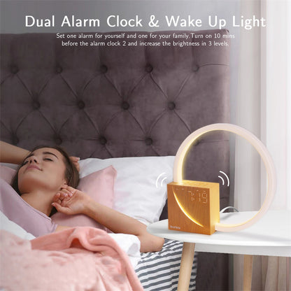Smart Touch Bedside Lamp with Alarm Clock & Soothing Nature Sounds – 3-Level Dimmable Table Light for Cozy Home Decor