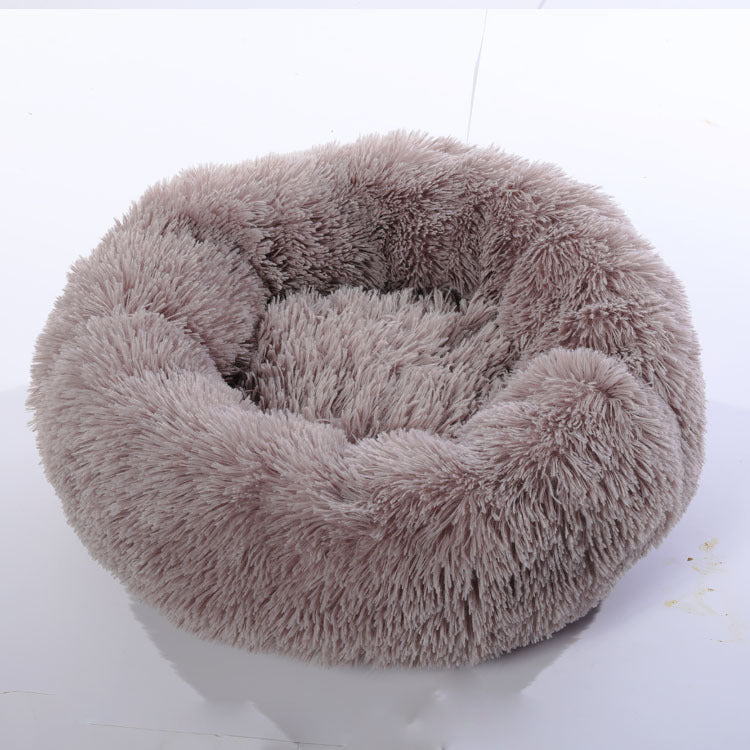 Dog & Cat Plush Nest Bed – Calming Anti-Anxiety Donut Cuddler, Warm Fluffy Faux Fur Round Cushion for Pets (40-100 cm)