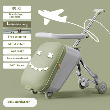 Children's Ride-On Luggage – Fun Kids' Trolley Case for Travel & Boarding with Seat Design