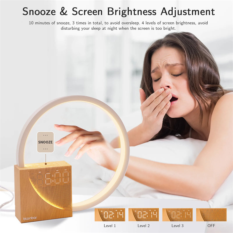 Smart Touch Bedside Lamp with Alarm Clock & Soothing Nature Sounds – 3-Level Dimmable Table Light for Cozy Home Decor