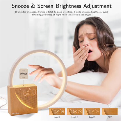 Smart Touch Bedside Lamp with Alarm Clock & Soothing Nature Sounds – 3-Level Dimmable Table Light for Cozy Home Decor