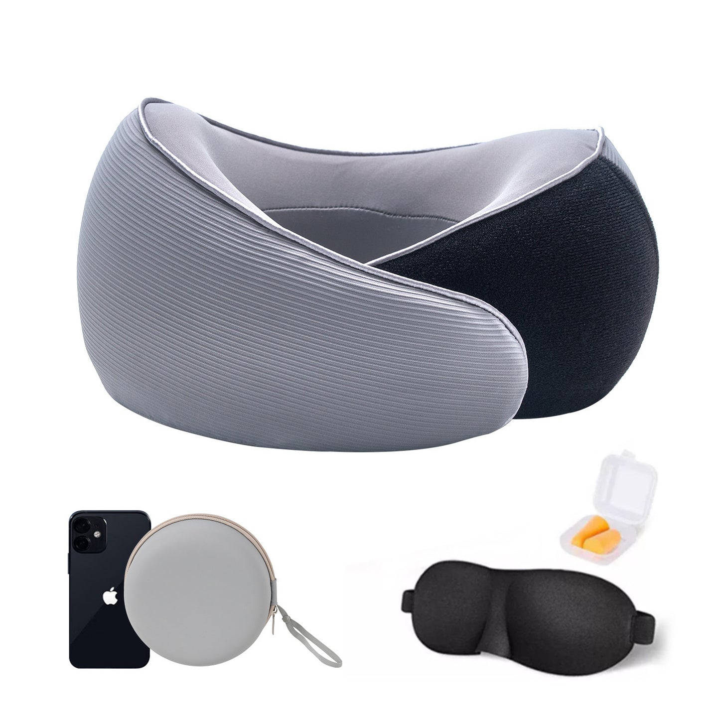 Comfort On Bord Memory Foam U-Shaped Travel Pillow | Slow Rebound Cushion with Optional Sleep Kit