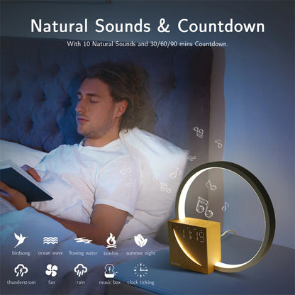 Smart Touch Bedside Lamp with Alarm Clock & Soothing Nature Sounds – 3-Level Dimmable Table Light for Cozy Home Decor