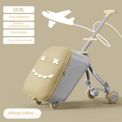 Children's Ride-On Luggage – Fun Kids' Trolley Case for Travel & Boarding with Seat Design